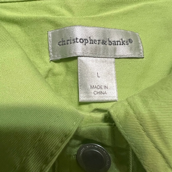 Christopher & Banks Women’s Large Lime Green Jacket/Shirt 3/4 Sleeve - Picture 2 of 7